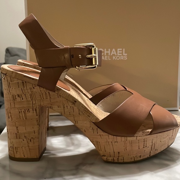 MICHAEL Michael Kors Shoes - Michael Michael Kors Women's Natalia Platform Cork Sandal size 9 in walnut